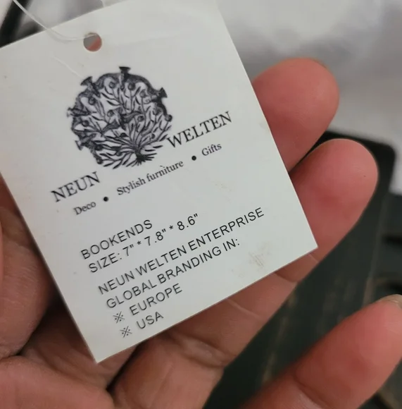 NUEN WELTEN VINTAGE Elegant Black Metal Bookends 1 PAIR - Picture 3 of 6